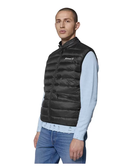 Richmond Smanicato Uomo UMP25236PIS8 ARABBE PE 2025 nylon trapuntato con logo stampato 01 BLACK
