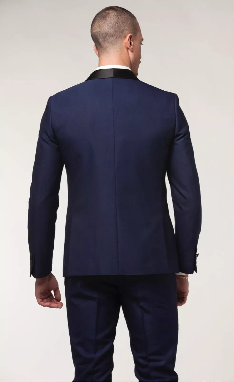 Abito Uomo Smoking Blu sciallato Nero